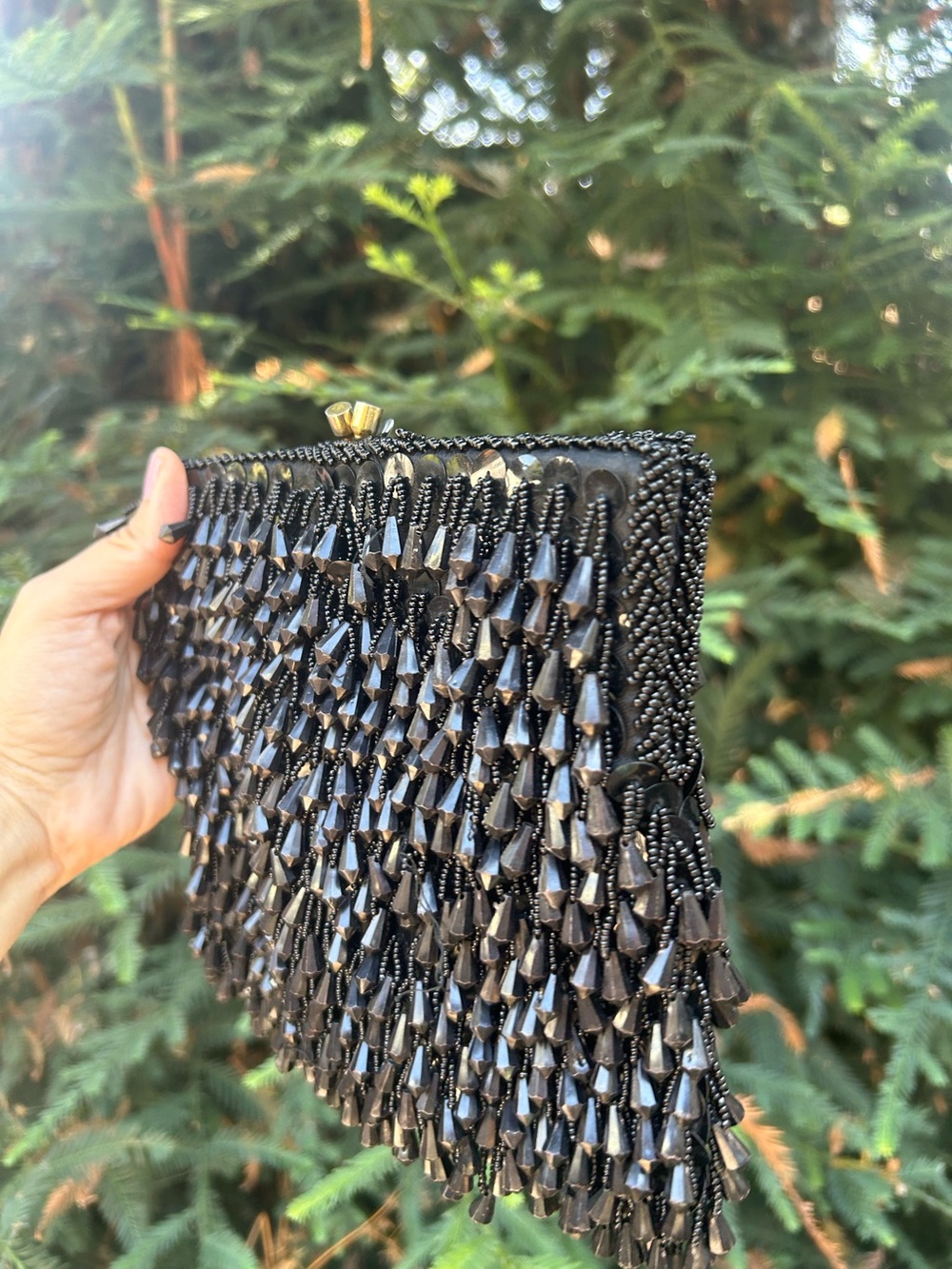 Vintage Beaded Black Evening Clutch - Designer Style